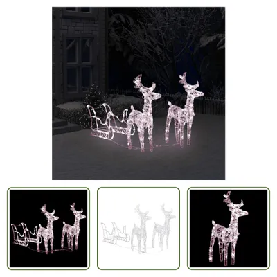 Produktbild von The Living Store Rentiere & Schlitten Weihnachtsdekoration 160 LEDs 130 cm Acryl