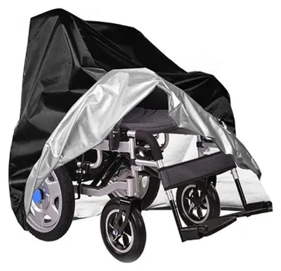 Produktbild von Rollstuhl Regenponcho 600D Oxford – 115x75x130cm, wasserdicht, Kordelzug | Inkl. Tasche für manuelle & E-Rollstühle