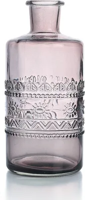 Obrázok produktu pre Vintage sklenená váza s reliéfmi - sivá - 7,5 x 14,5 cm