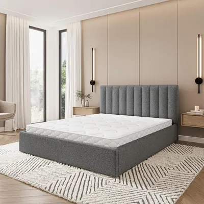Produktbild von Masseno Polsterbett DEMERA Q 140x200 cm, Polsterbett mit Bettkästen - Grau, QUELLE 92