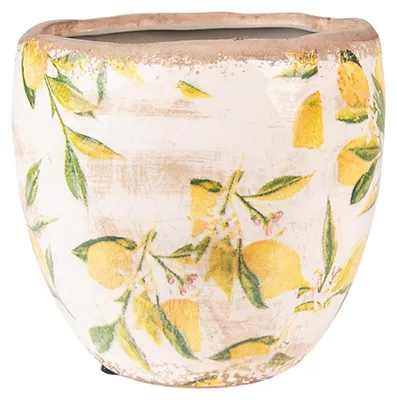 Produktbild von Clayre & Eef Blumentopf Ø 18x17 cm Gelb Keramik Zitrone