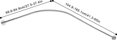 Produktbild von L-förmige Duschvorhangstange - Verstellbare Eckstange - 70–95 x 105–165 cm - Edelstahl - Bis 8 kg Tragkraft - Wandmontage Bohren/Bohrenlos - Silber