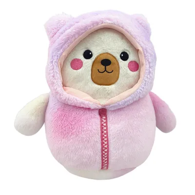 Produktbild von Kuscheltier Eisbär 28 cm mit rosa Hoodie – Weiches Plüschtier Stofftier