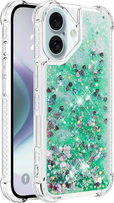 Produktbild von iPhone 16 Hülle - Coverup Liquid Glitzer Back Cover - Grün