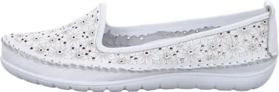 Produktbild von Gemini Damen Slipper aus Leder mit Blumen und Lochmuster sportlich 382631-01, Größe:38 EU, Farbe:Weiß