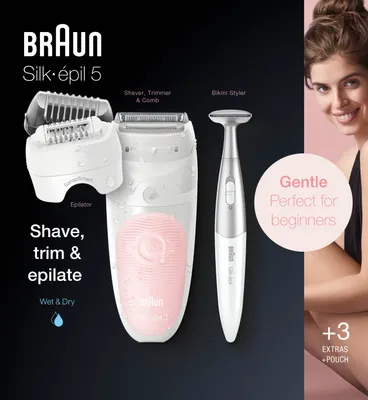 Obrázek produktu pro BRAUN Epilierer Silk-epil 5 Akku W&D 2Aufs + Bikinitrimmer flamigo 5-820