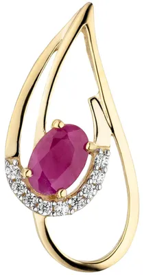Produktbild von Anhänger aus 333 Gold Gelbgold mit Rubin rot & 9 Zirkonia Halsschmuck Damen