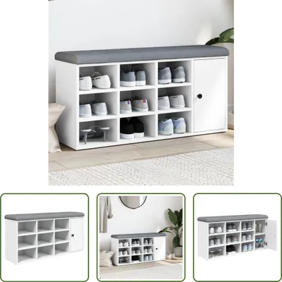 Obrázok produktu pre The Living Store Lavica na topánky biela 102x32x50 cm Materiál na báze dreva