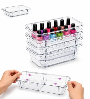 Schubladen-Organizer, ausziehbar, 4 Stück, transparent, 16,4–24 cm