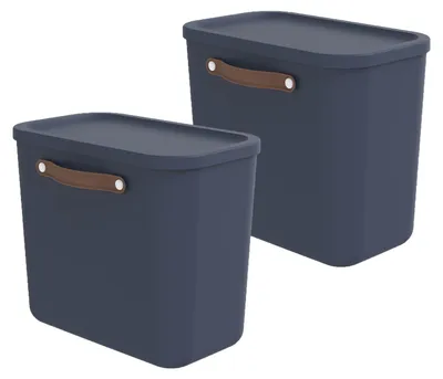 Produktbild von Rotho Aufbewahrungsbox 2er-Set 25L Maloja - Kunststoffbox 40 x 23,5 x 34 cm - Box mit Deckel - Stapelbox sicher verschließbar - Plastikbox