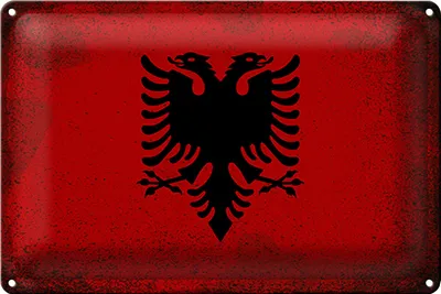 Produktbild von Blechschild Flagge Albanien 40x30cm Flag Albania Vintage