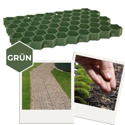Produktbild von Rasengitter Paddockplatte Parkplatzgitter Gehwegplatten Grün 60x40x4 cm