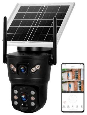 Imagen del producto de Cámara solar, resolución de 6 megapíxeles, conectividad WiFi y 4G, cámara WiFi solar