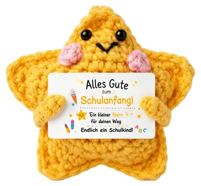 Glücksstern gehäkelt, 8 cm, Handarbeit, Schulanfang