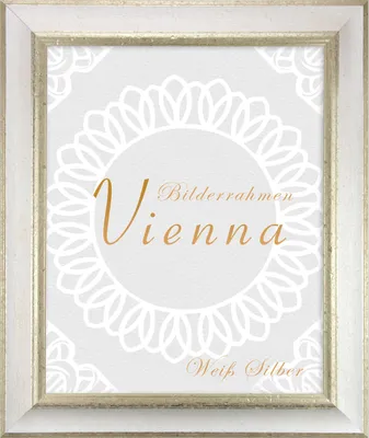 Produktbild von Bilderrahmen Vienna - 33x95 cm, Weiß Silber Nachbildung, 1 mm Kunstglas entspiegelt