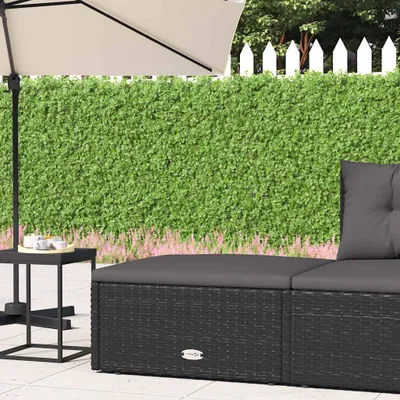 Produktbild von vidaXL Gartenhocker mit Kissen Schwarz Poly Rattan