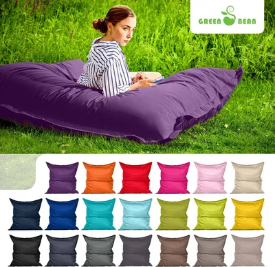Produktbild von Green Bean® Indoor Sitzsack "Square" 120x160cm mit 270 Liter EPS Perlen Füllung - für Kinder & Erwachsene - Lila