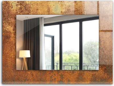 Produktbild von Bedruckter Spiegel - Wandspiegel - Dekorativer - Modern - 80x60 cm - Modisches Rostblech
