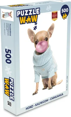 Obrázek produktu pro MuchoWow MuchoWow® Puzzle 500 ks Pes - Foukání žvýkaček - Čivava - Zábava pro děti - Holky - Kluci - Děti