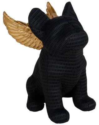 Produktbild von Ostaria Figurine Franzosische Bulldogge - mit goldenen Flugeln - 20 cm - Kunstharz - schwarz - Hunde