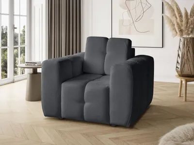 Produktbild von Sessel BONA - eleganter, großer & bequemer Loungesessel - Dunkelgrau (Raven 15)