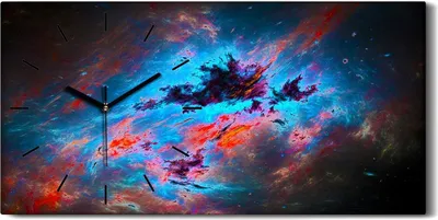 Produktbild von Wohnzimmer-Bild Leinwand Uhr Geräuschlos Kunstdruck 60x30 Weltraum Galaxie Bunt - schwarze Hände