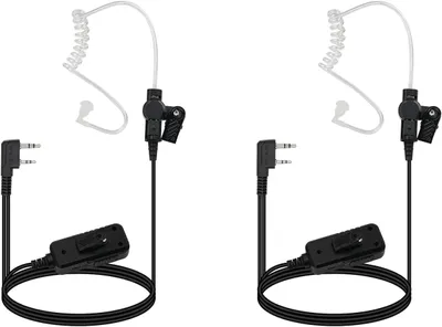 Two identical walkie-talkie headsets are displayed side-by-side against a white background.