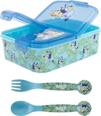 Produktbild von Disney Bluey Bingo Kinder 3 teiliges Set 3 Kammer Brotdose Besteck