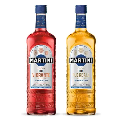 Immagine prodotto di Set aperitivo Martini - 1x Martini Vibrante analcolico 0,75L + 1x Martini Floreale analcolico 0,75L