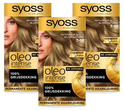 Produktbild von 3 x Syoss Oleo Intense 7-10 Permanente Haarkleuring - Natuurlijk Blond - Vorteilspackung - 3 Stücke