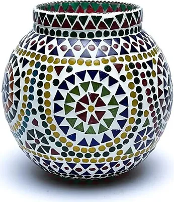 Immagine prodotto di Portacandela in mosaico multicolore - 18 cm