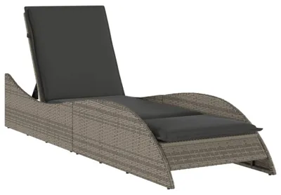 Obrázok produktu pre vidaXL Lehátko s vankúšom Sivé 60x205x73 cm Polyratan
