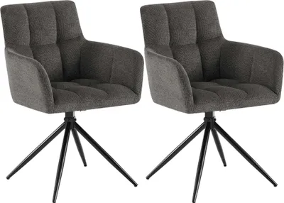 Produktbild von 2er Set Esszimmerstuhl DEBAS - Stoff Dunkelgrau 59x59x87 cm | Essstühle Esszimmerstühle Küchenstühle Wohnzimmerstühle