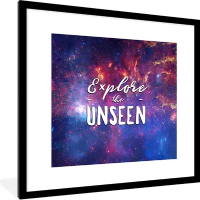 Produktbild von MuchoWow® Gerahmtes Poster Erforsche das Unsichtbare" - Sprichwörter - Zitate - Jungen - Mädchen - Kinder 40x40 cm - Poster mit Schwarzem Bilderrahmen Wandposter Rahmen Foto Bilder - Poster - Plakat im Rahmen