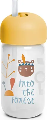 Immagine prodotto di Suavinex 401207 Tazza da allenamento per bambini con cannuccia flessibile e salvagoccia, a partire da 18 mesi, colore giallo bosco - 340 ml - 103 g