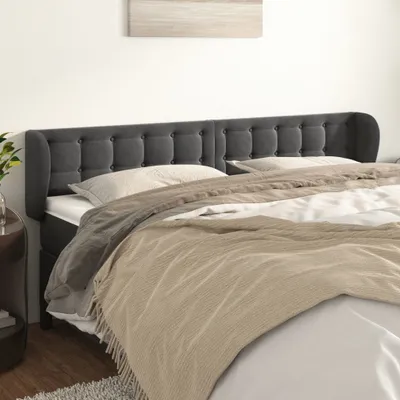 Produktbild von Kopfteil mit Ohren Dunkelgrau 163x23x78/88 cm Samt , Kopfteile Design 2024