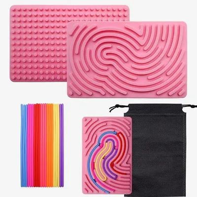 Productafbeelding van activiteitenbord, sensorisch activiteitenbord, siliconen sensorisch fidget-spel speelgoed met reistas en 24 siliconen koorden voor kinderen, 3 en volwassenen, voor ADHD, autisme