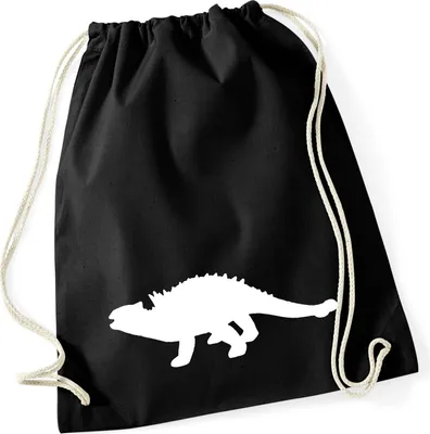 Produktbild von Huuraa Turnbeutel Ankylosaurus Dinosaurier 12 Liter Black Baumwolle Rucksack Geschenkidee