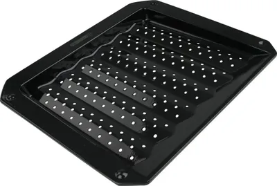 Produktbild von FMprofessional Grillblech 38 x 33 cm BBQ, hochwertiges Blech, rechteckige Ofenform mit Emaille-Versiegelung, Grillform mit Fettsammelrillen, vielseitige Grillplatte (Farbe: Schwarz)