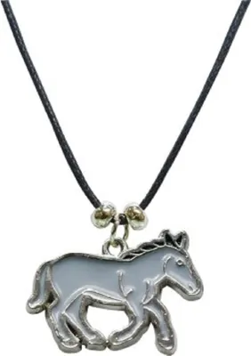 Produktbild von Kette Pferd, weiß, Tier Emaille Anhänger Modeschmuck Ketten emailliert Schmuck Pony