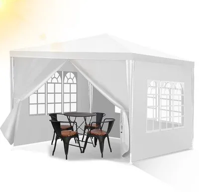 Image de Tentes de jardin avec parois latérales - 3 x 3 - Imperméables - Blanches