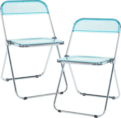 Produktbild von Klappstuhl 'Pornainen' 2er Set Stahlgestell Hellblau, transparent