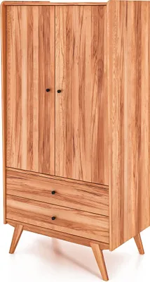 Productafbeelding van Retro garderobekast, gemaakt van massief hout, wilde eik, naturel geolied