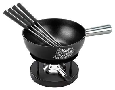 Käsefondue-Set Aluminium 22 cm, Caquelon für Induktion