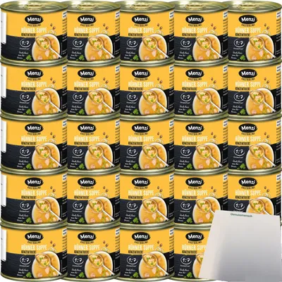 Produktbild von Menzi Hühner Suppe Extra Konzentriert 1:7 6er Pack (30x200ml Dose) + usy Block