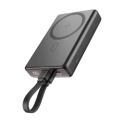 Image de Powerbank Joyroom Jr-Pbm01 Magnetic 10000Mah 20W Avec Support + Câble Lightning - Usb-C - Noir
