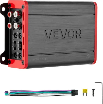 Immagine prodotto di Amplificatore per auto VEVOR a 4 canali, amplificatore di potenza in classe D con funzione di bypass, max. 4 x 120 W a 4 ohm / 4 x 200 W a 2 ohm, amplificatore ad alte prestazioni per SUV, pick-up e fuoristrada, amplificatore audio multicanale