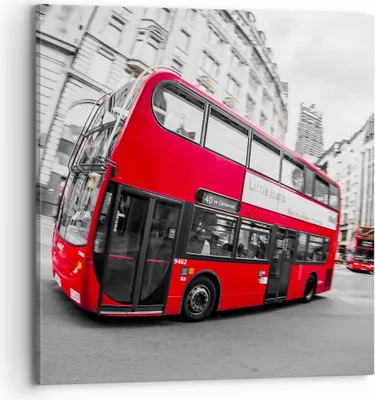 Produktbild von Bild auf Leinwand - Leinwandbild - Bus London Reise Tourismus - 70x70cm - Wand Bild - Wanddeko - Leinwanddruck - Bilder - Kunstdruck - Wanddekoration - Leinwand bilder - Wandkunst - AC70x70-2730