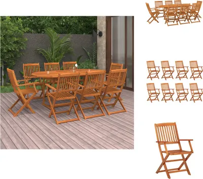 Produktbild von vidaXL 9-tlg. Garten-Essgruppe Massivholz Akazie -  Gartenmöbel-Sets