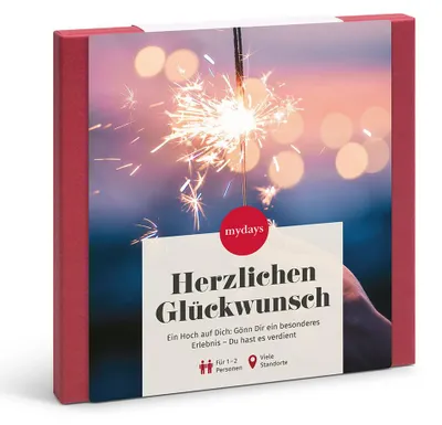 Produktbild von mydays Geschenkbox Herzlichen Glückwunsch; Erlebnis verschenken oder selbst erleben; Gutschein für 2 Person(en)